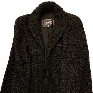 HEIDER FURS Milwaukee Black Persian Lamb Swing Poncho Coat